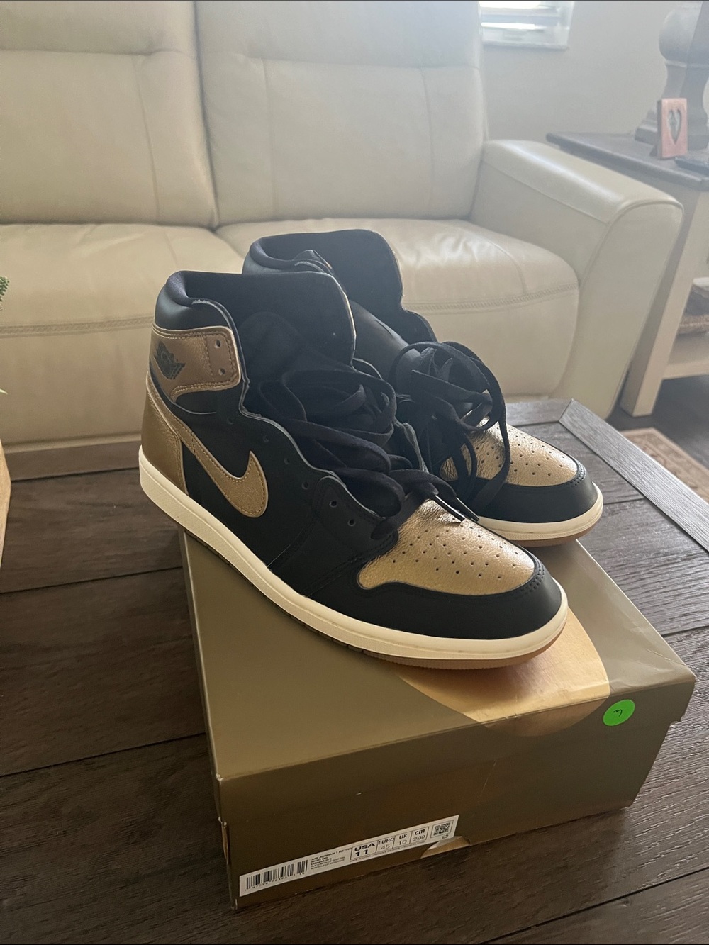 Nike Air Jordan Black & Metallic Gold High-Top Sneakers